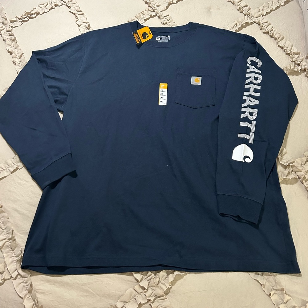 Carhartt Navy Blue - loose fit, long sleeve. Size 2XL